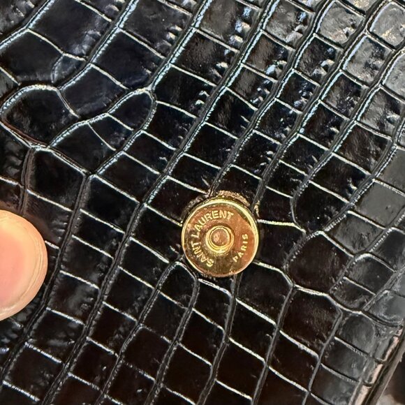 Saint Laurent Black Croc Embossed Small Kate Tassel Chain Bag - Picture 11 of 16